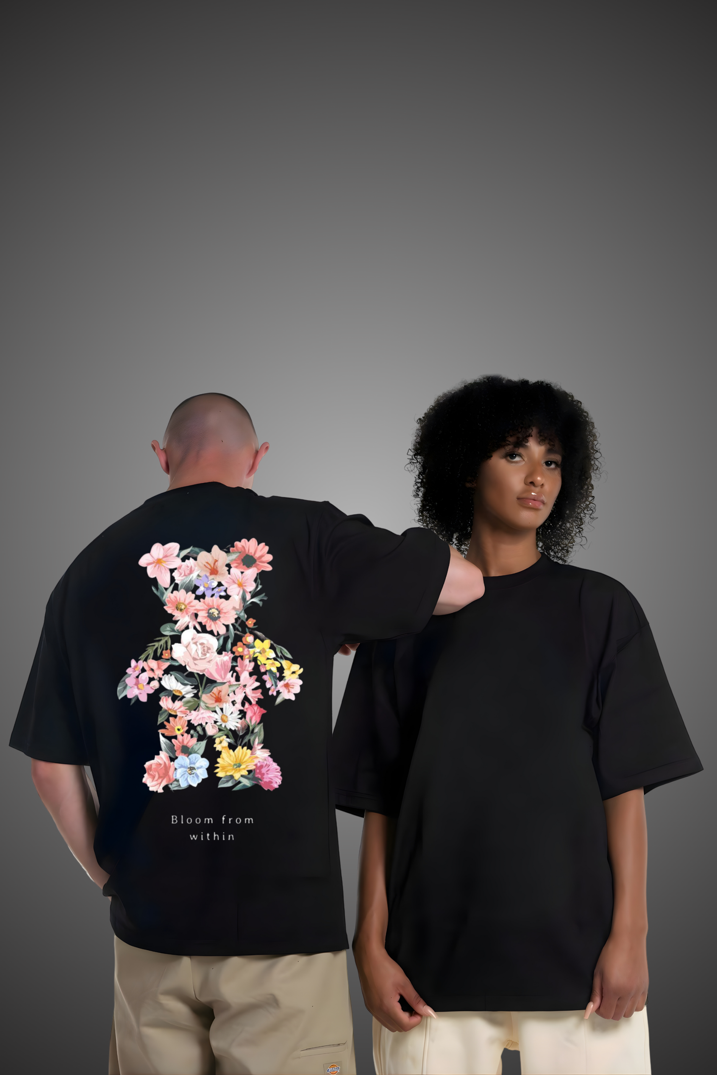 FLOWERY TEDDY OVERSIZED TSHIRT