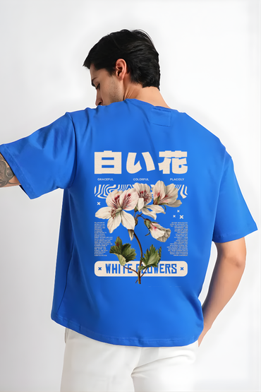 WHITE FLOWERS OVERSIZED TSHIRT