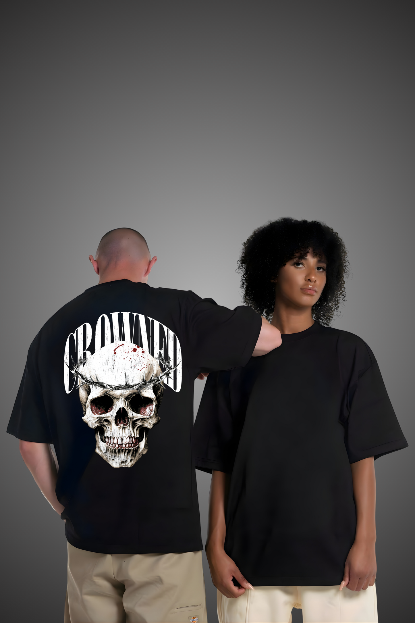 CROWNED SKULL OVERSIZED TSHIRT