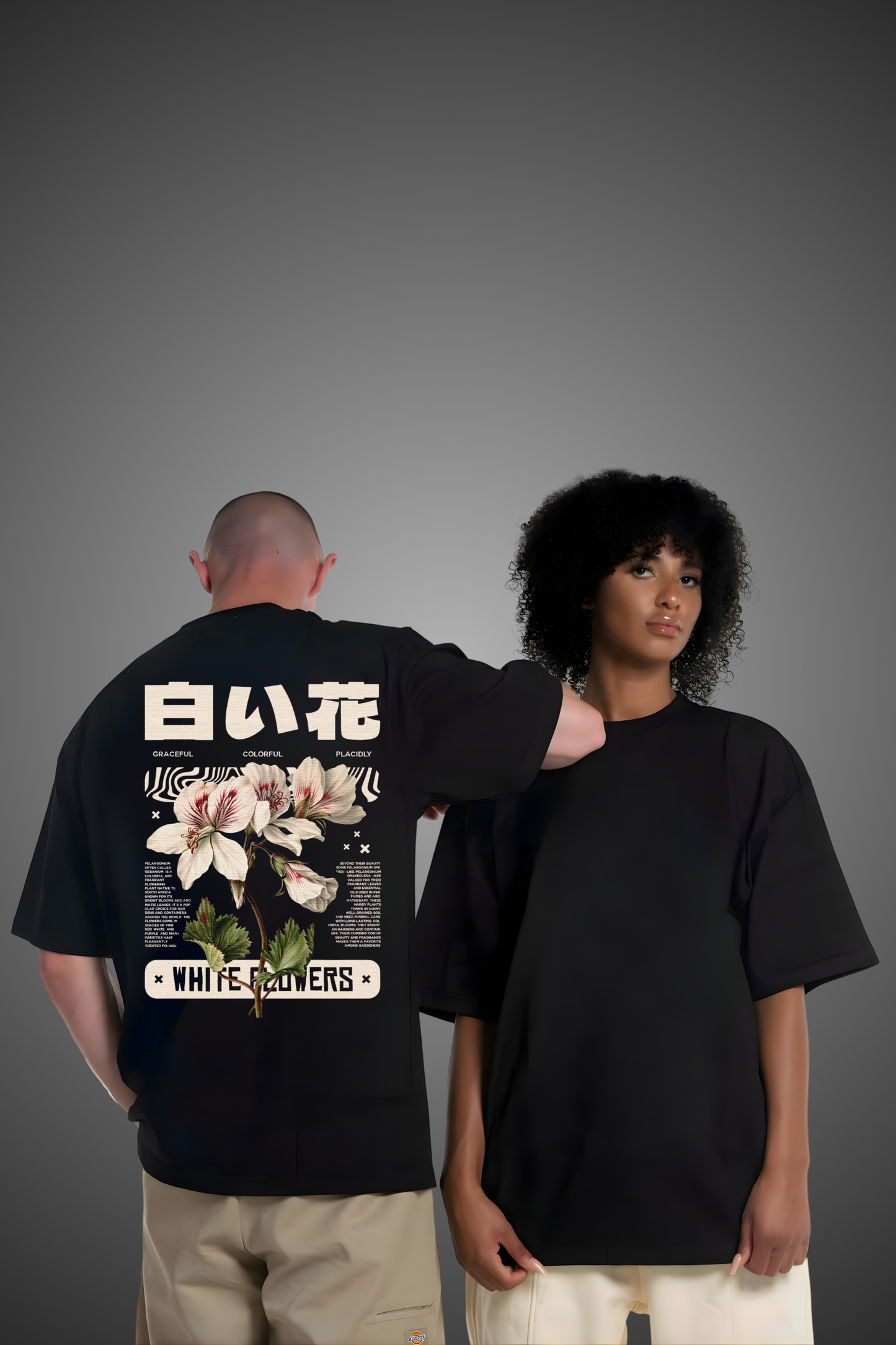 WHITE FLOWER OVERSIZED TSHIRT