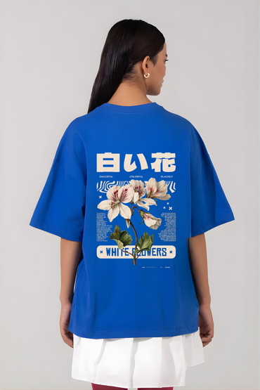 WHITE FLOWERS OVERSIZED TSHIRT
