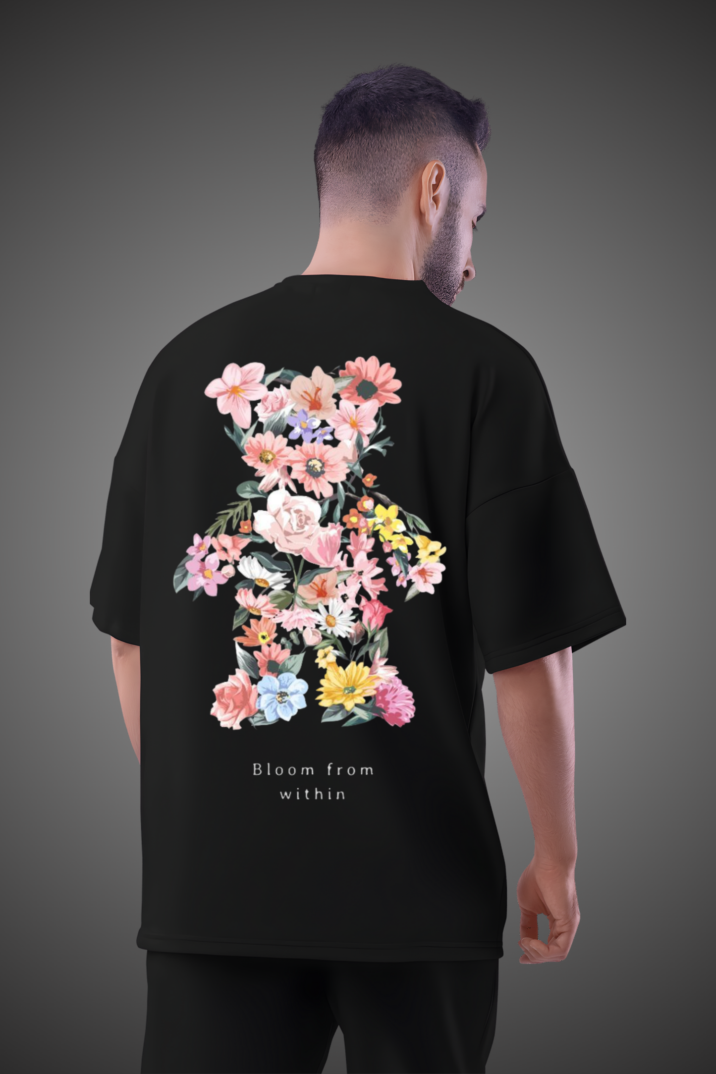FLOWERY TEDDY OVERSIZED TSHIRT