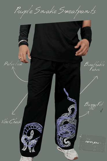 PURPLE SNAKE BAGGY SWEATPANTS
